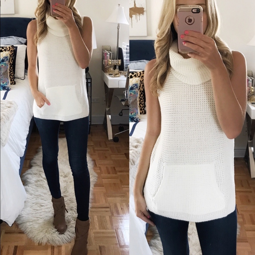 Two by Vince Camuto Waffle Stitch sweater grey